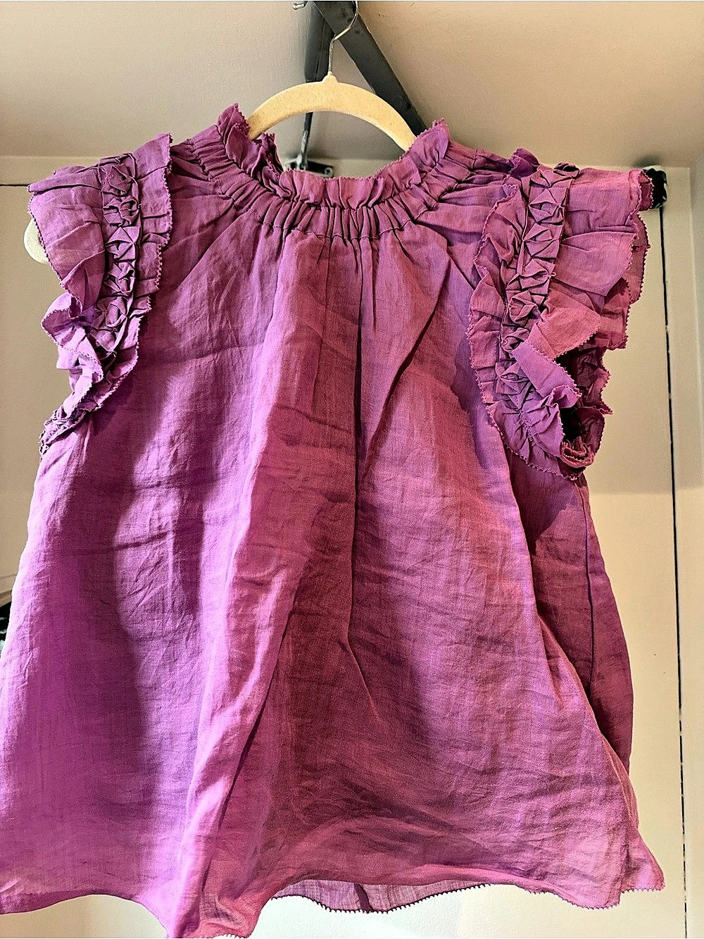 Sea Purple Ruffle Sleeveless top